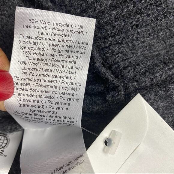 GANNI Rib Ruffle Trim Turtleneck Sweater Gray Wool Open Back Large - Picture 7 of 15